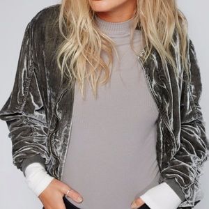 NWOT Free People Velvet Bomber -S